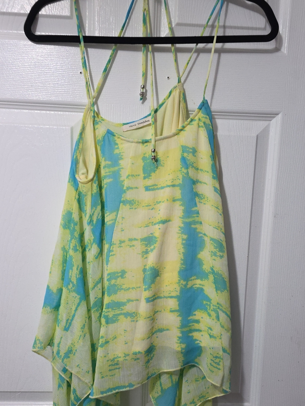 Steve Madden Yellow and Aqua Tie-Dye Spaghetti Strap Cami